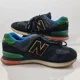 thumbnail image 1 of New Balance 574 Mens Sneakers Sz 9 Black Suede Mesh Varsity Green Athletic Shoes, 1 of 6