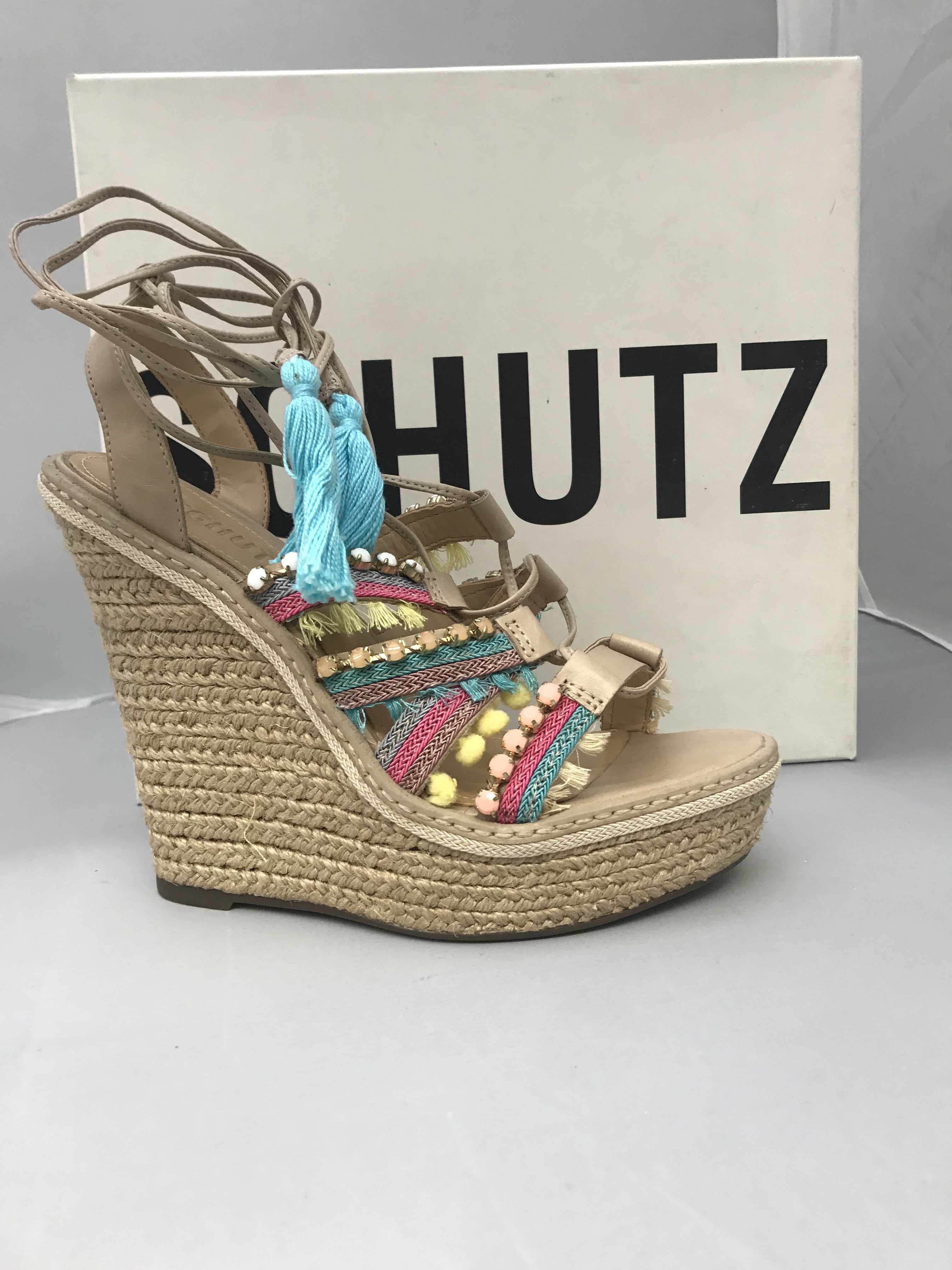 nude colored wedge heels