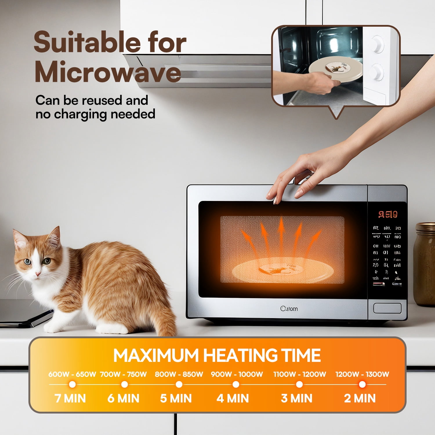 All For Paws Heated Cat Bed Indoor, Microwavable Heating Pads for Kitties, Puppies & Small Pets, Non-Electric Heating Dog Bed with 2 Washable Fleece Covers