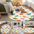thumbnail image 6 of Cute Dinosaur Round Area Rug 5ft, Cartoon Dino Funny Boys Girls Children Washable Non-Slip Circle Rugs for Bedroom Living Room Kitchen, Soft Low Pile Carpet for Dining Room Playroom Nursery, 6 of 9