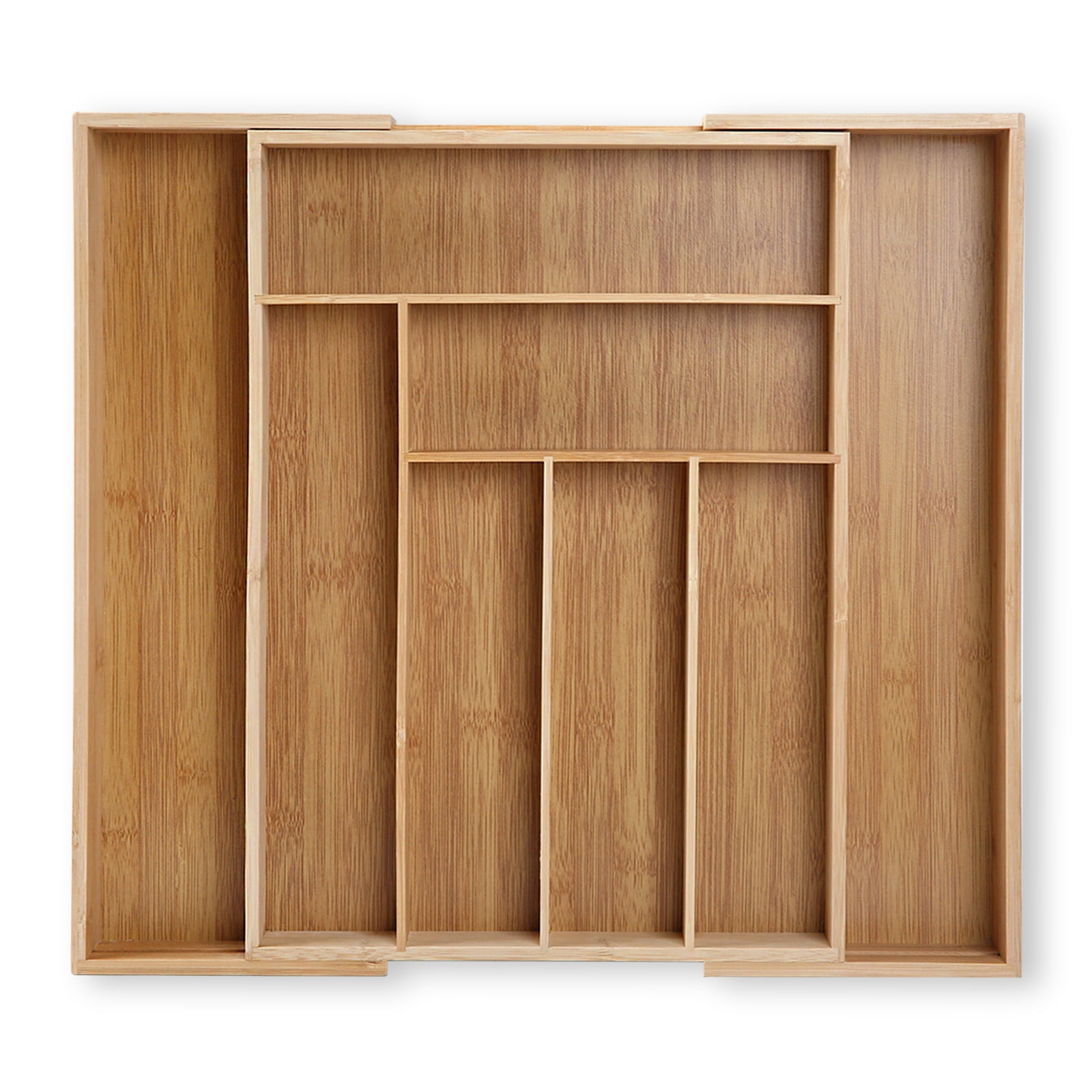 KitchenTrend 8 Slots Expandable Silverware Drawer Organizer, Adjustable Bamboo Kitchen Organizers and Storage