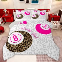 Castle Fairy Billiards Game Queen Comforter Set,Leopard Print Bedding Comforter Set