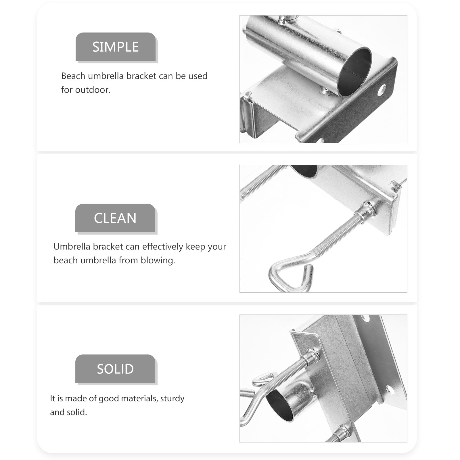 Worgeous 2pcs Patio Umbrella Iron Bracket Heavy Duty Umbrella Stand Outdoor Umbrella Holder Camping Parasol Base