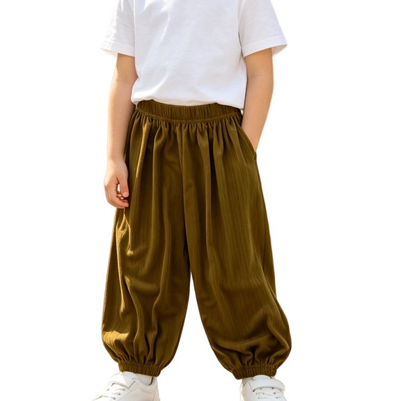 Generic Kids Boys Girls Harem Pants Casual Breathable Baggy School Trousers Quick Dry Lantern Pants Toddler Bloomer Jogging Bottoms