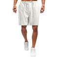 thumbnail image 2 of Charmgo Mens Shorts Clearance, Men's Casual Loose High Waist Drawstring Elastic Waist Solid Shorts with Pockets Mens Relaxed Shorts Casual Cargo Shorts for Men White L, 2 of 2