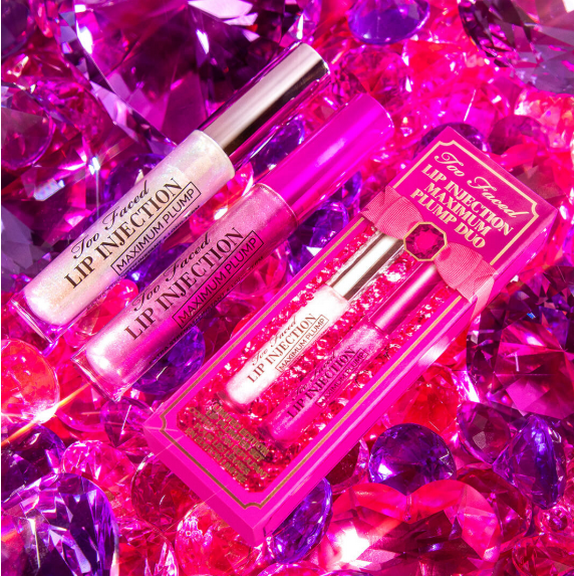 Too Faced Lip Injection Maximum Plump Lip Gloss Duo Full Size - Amethyst Crystal and Diamond Fire
