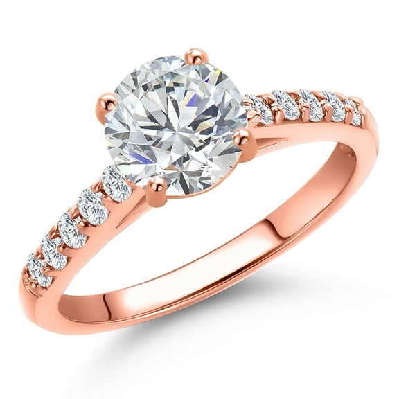 Gem Stone King 1.70 Cttw 10K Rose Gold IGI Certified Lab Grown Diamond Engagement Ring for Women | Center Round Diamond 1.50 Ct | E-F Color | VS1-VS2 Clarity | Size 6