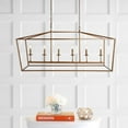 thumbnail image 6 of JONATHAN Y Pagoda 49" 6-Light Classic Traditional Metal Linear Cage Lantern LED Pendant, Antique Gold, 6 of 9
