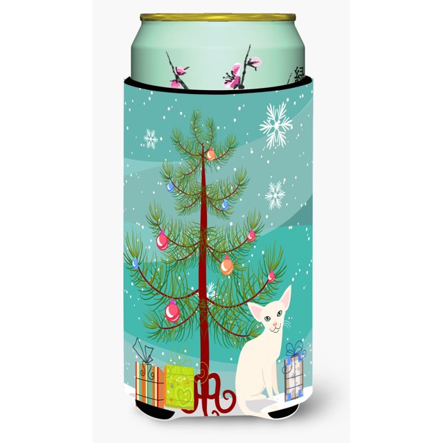 "Treasures Foreign White Merry Christmas Tree Tall Boy - Aislante para bebidas, multicolor" Caroline's Treasures BB4420TBC