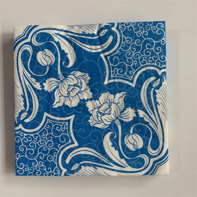 vintage napkins paper elegant tissue blue pattern decoupage wedding servilletas birthday party Christmas decor handkerchief 20