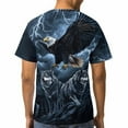thumbnail image 4 of LAOLIUSN Men's Bald Eagle Wolf Graphic T-Shirt, Lightning 3D Print Short Sleeve Crewneck Tees, 4 of 7