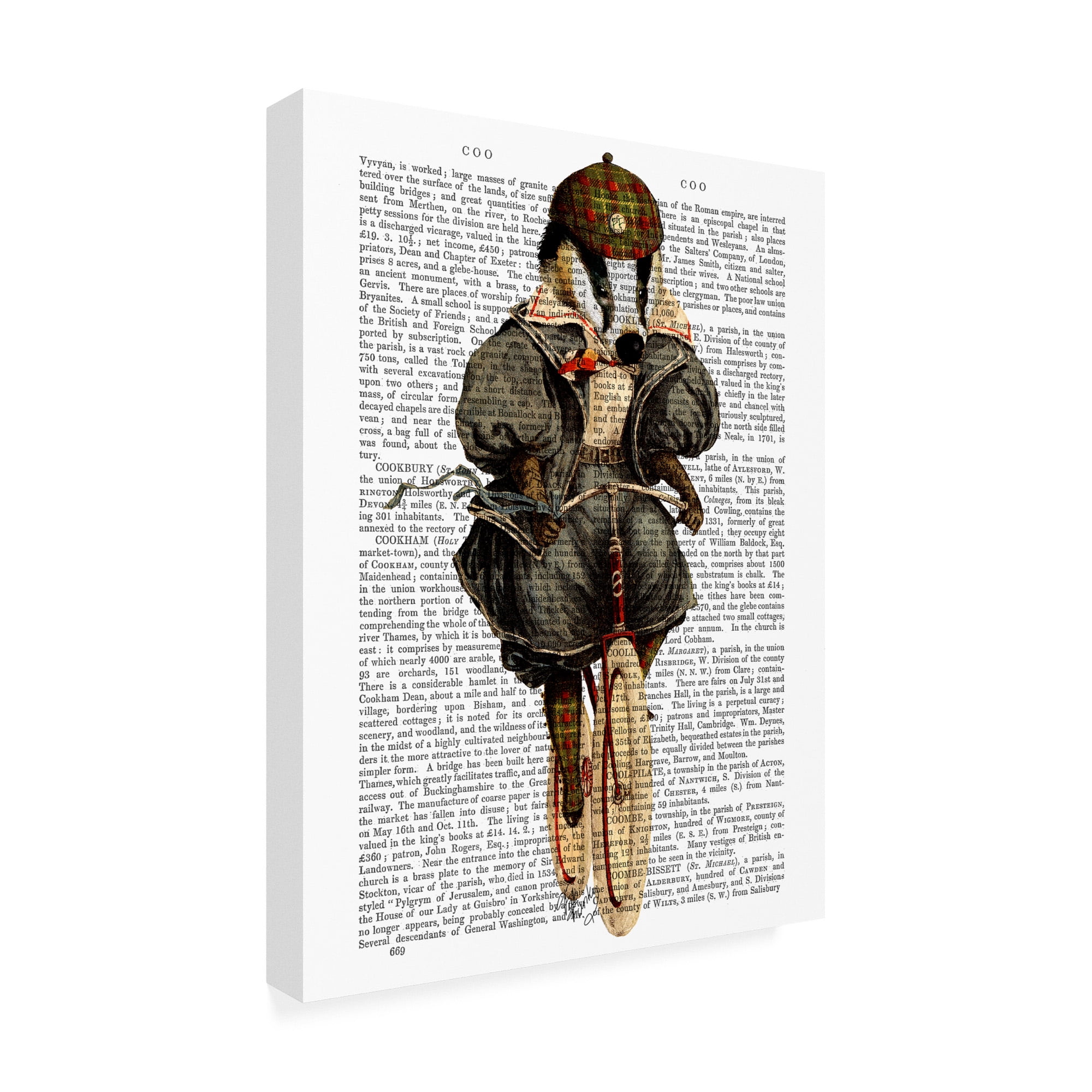 Trademark Fine Art 'Badger On Vintage Bicycle' Canvas Art by Fab Funky