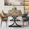 thumbnail image 6 of Tribesigns Modern Dining Table for 4 people, 63-Inch Rectangular Kitchen Table with Heavy-Duty Trestle Leg, Grey+Black（Chair Not Included）, 6 of 7