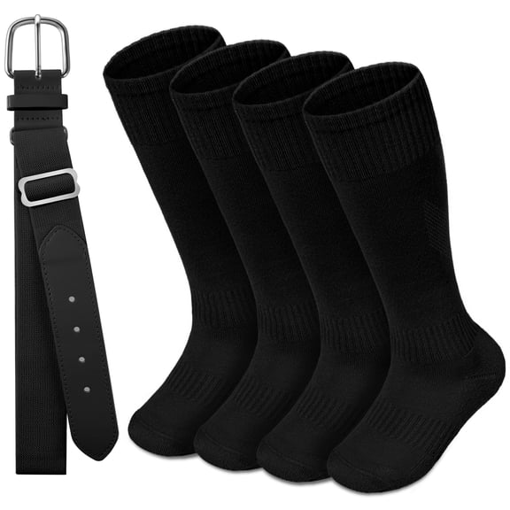 Eryueer Youth Baseball Socks and Belt Combo Set,Youth Softball Socks and Adjustable Baseball Belt for Boys Girls