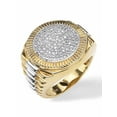 thumbnail image 3 of PalmBeach Jewelry Men's 1/6 TCW Round Pave Diamond Two-Tone Ribbed Ring in 18k Gold-plated Sterling Silver, 3 of 6