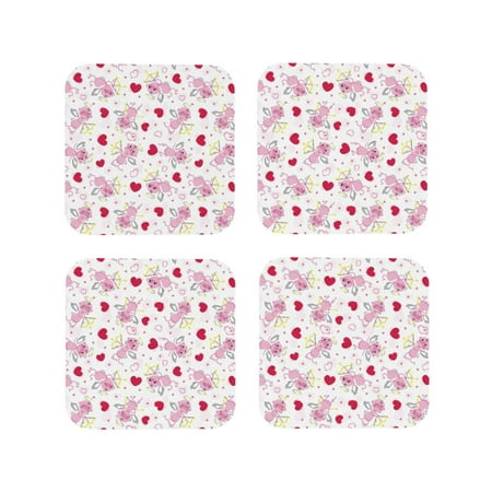 

Leather Coasters with Heat-resistant for Drinks pink angel Cup Coasters Cup Pad Mat for Tabletop Protection Coffee Table Office Desk and Housewarming Gift