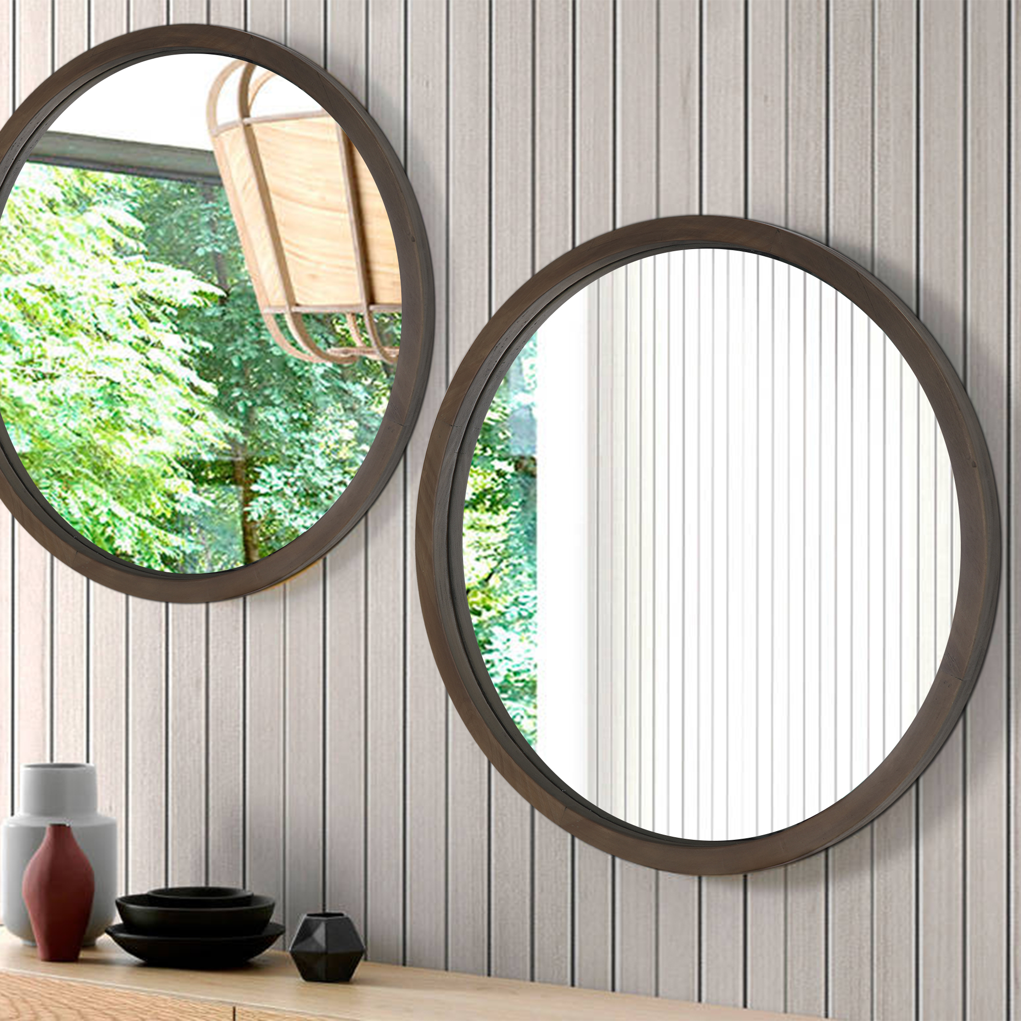  Clavie Bathroom Mirror, Black Round Mirror 24 x 24 inch Modern  Metal Frame Circle Mirror Wall Mounted Decorative Mirror for Bedroom Living  Room Entryway : Home & Kitchen