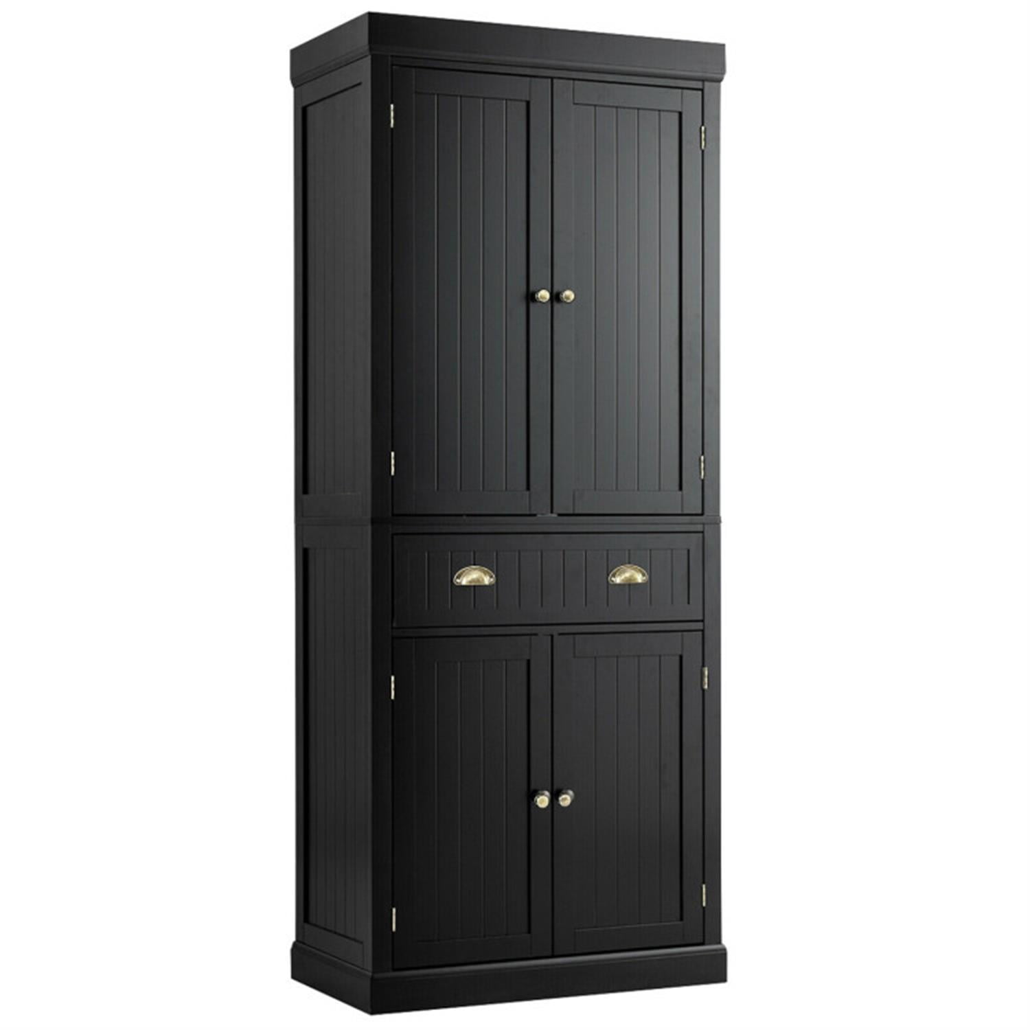 Demi Bonn 72" Cupboard Freestanding Kitchen Cabinet with Doors and Drawer, Accent Storage Cabinet, Pantry Cabinet with Adjustable Shelves, Black