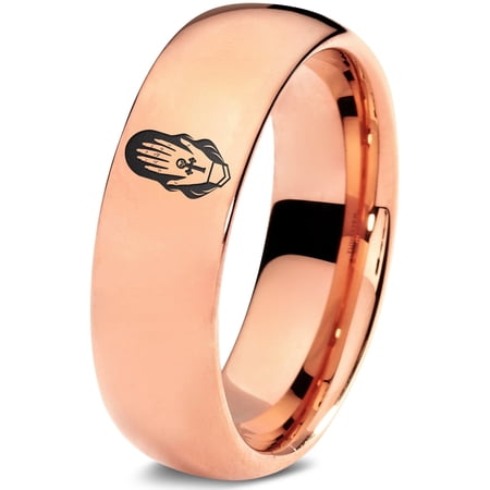 Tungsten Gift for Him Gamer Rose Gold Mens Ring Mixed Metal Jewelry Los Angeles Engraved Rings