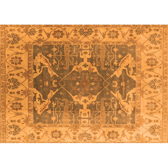 Ahgly Company Indoor Rectangle Oriental Orange Traditional Area Rugs, 2' x 5'