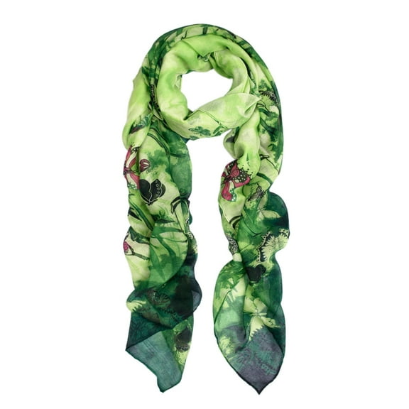 Elegant Soft Bamboo & Butterfly Print Watercolor Scarf