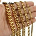 thumbnail image 5 of Stainless Steel Cuban Curb Chain Gold Plated 16-30" Mens Necklace 3/5/7/9/11mm, 5 of 7