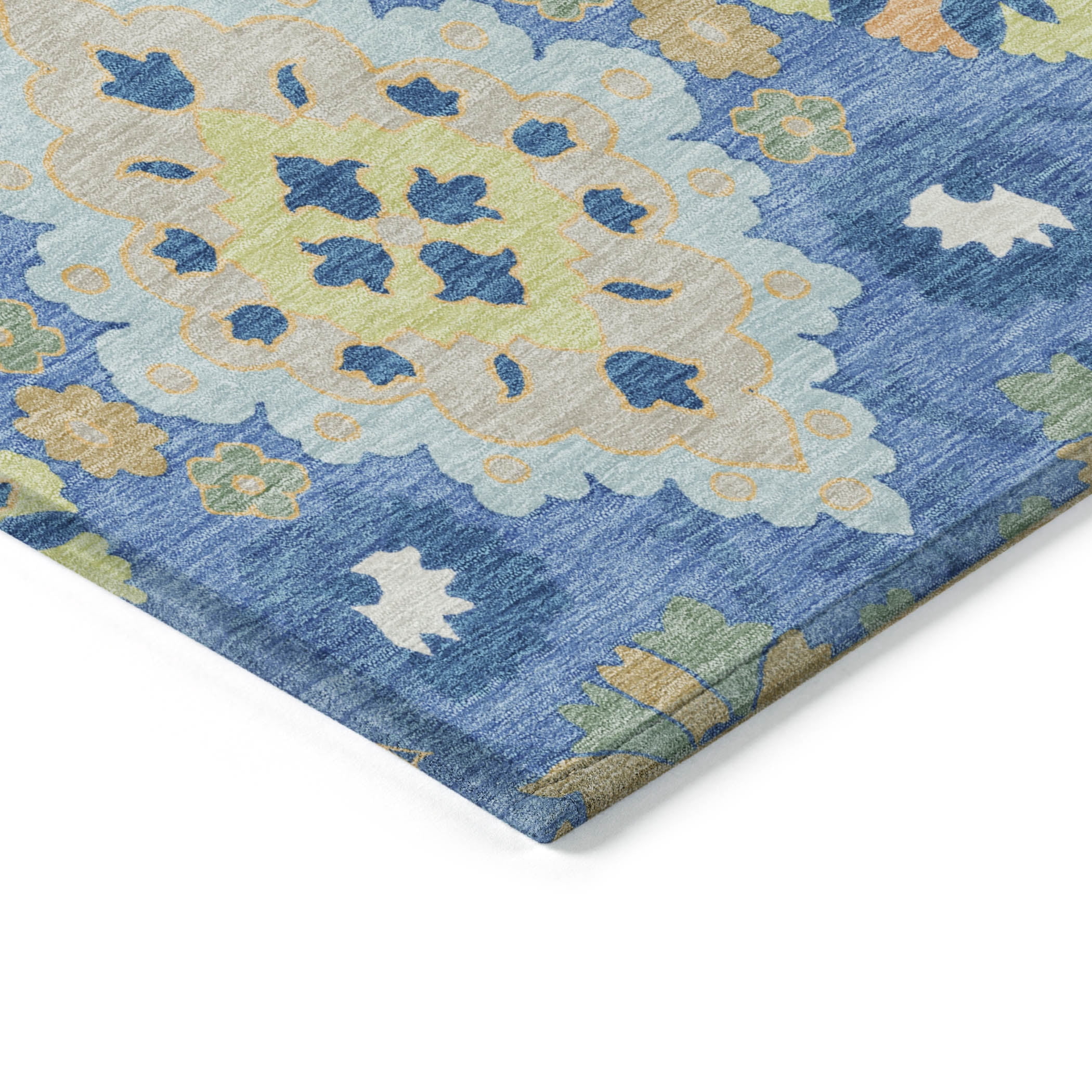 Addison Rugs Chantille Indoor/Outdoor Traditional Vintage Blue Washable Rectangle Rug, 5' x 7'6"