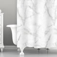 thumbnail image 3 of Bath Bliss White Marble Design PE and EVA Shower Curtain, 70" x 72", 3 of 5