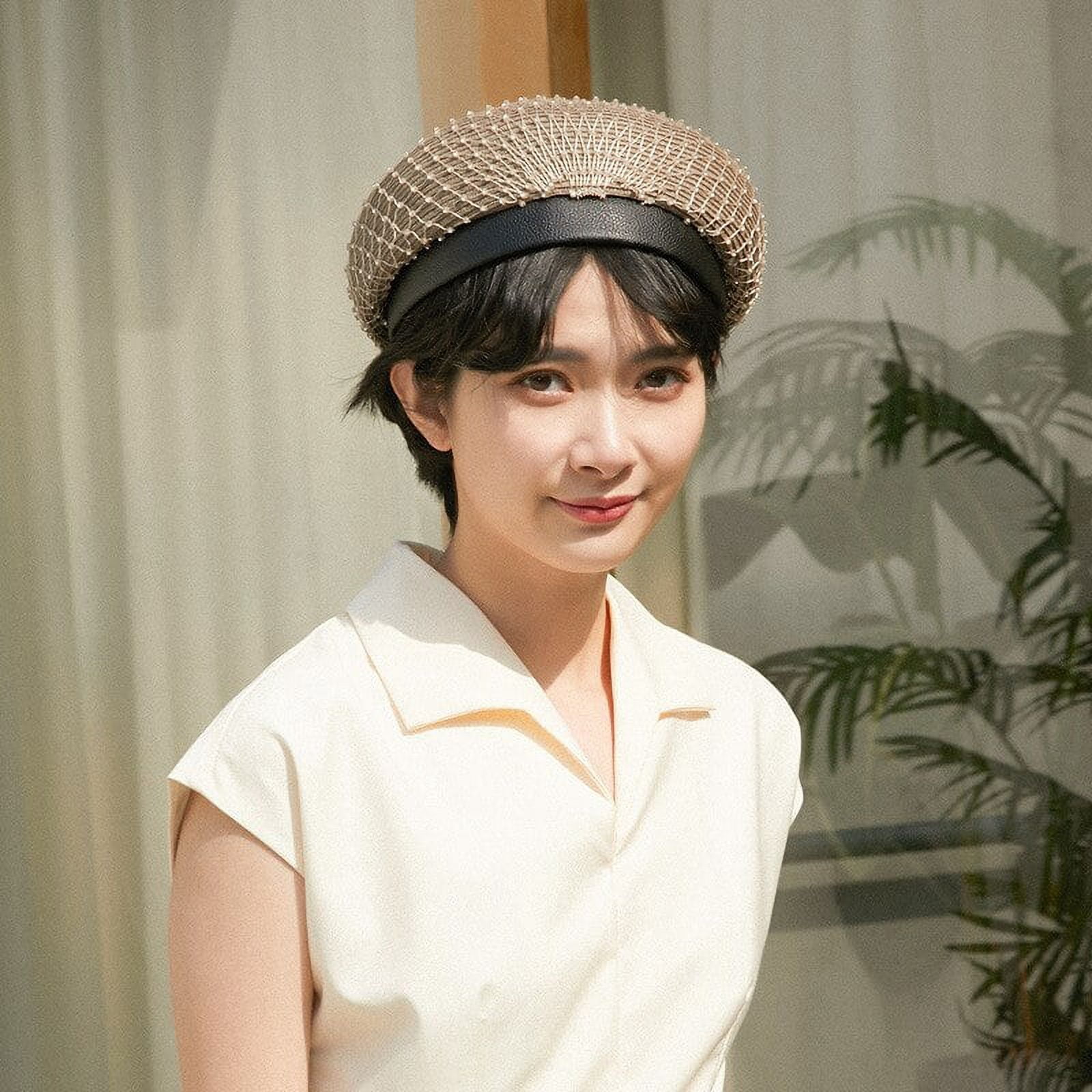 CoCopeaunts Womens Woven Berets Cap Spring Summer French Artist Rhinestone Beret Straw Hat Female Jewelry Painter Caps Bonnet Cap Wholesale
