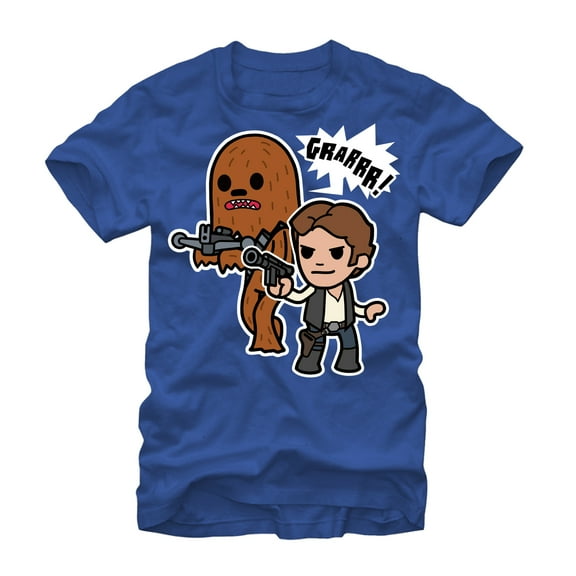 Men's Star Wars Han Solo and Chewbacca Graphic Tee Royal Medium