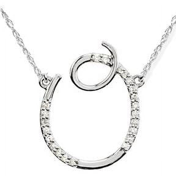 Diamond "O" Initial Pendant 18" Necklace 14K White Gold