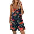 thumbnail image 2 of Summer Romper for Women Adjustable Strap Sleeveless Short Jumpsuits With Pockets Casual Loose Beach Pants Print Fashion Beach Cover Up, 2 of 7