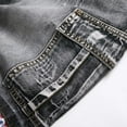 thumbnail image 5 of Mens Loose Fit Denim Shorts Zipper Elastic Slim Casual Denim Shorts Play Wrap Ripped Mid-length Pants Summer Denim Cargo Shorts Light Blue, 5 of 7