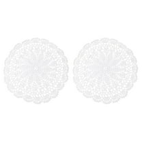 Uxcell 2 Pack Crochet Doilies, 10 Inch Handmade Crochet Table Placemats Round Lace Doilies Star Pattern Cotton Coaster for Wedding Party Decoration, White