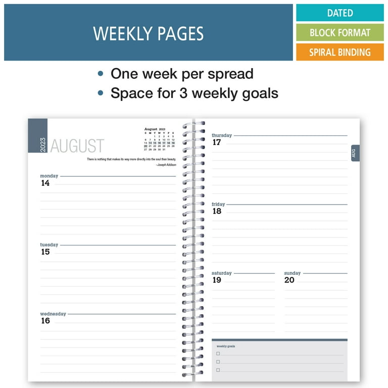 Dated Student Planner Weekly for High School or College (August - July)  2023-2024 Academic Year Monthly Calendar by Elan Publishing Company, 5" x  8", Green, Homework Planner, Three Year Calendar - Walmart.com