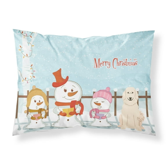 Merry Christmas Carolers Great Pyrenese Fabric Standard Pillowcase
