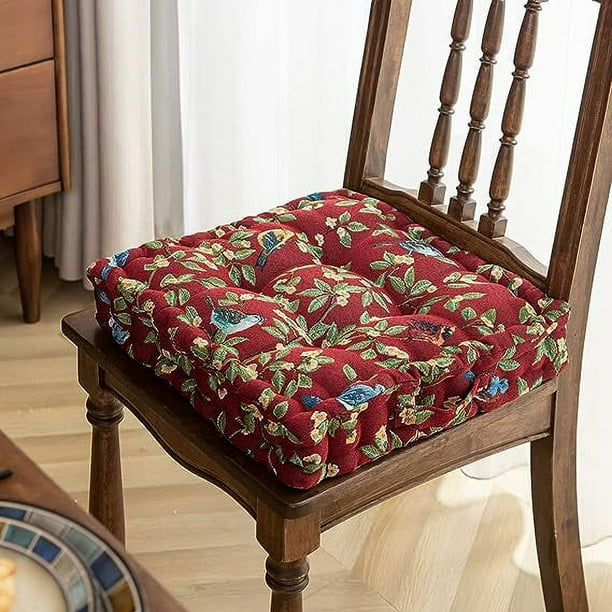 Nvzi Famrhouse Animal Printed Chair Seat Cushions for Dining Room Chairs Super Soft Comfy Chair Pad with Handle (Red,16x16)