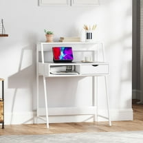 31.5"L Home Office Desk, Study Desk with Drawers and Storage Shelves