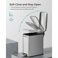 thumbnail image 6 of Slim 2.6 Gallon Bathroom Trash Can - Stainless Steel Garbage Bin with Soft-Close Lid & Foot Pedal, Space-Saving Design, Silver, 6 of 7