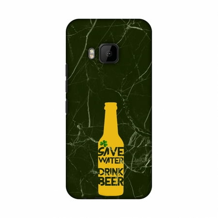 HTC One M9 Case, Premium Handcrafted Printed Designer Hard Snap on Shell Case Back Cover with Screen Cleaning Kit for HTC One M9 - Save Water Drink Beer - Green (Best Light Beer To Drink On A Diet)