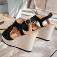 thumbnail image 6 of Women Shoes Women's Wedge Platform Sandals Summer Boho Open Toe Tassel Sandals for Women Wide Width Large Sizes Soft Suede Adjustable Ankle Buckle Non Slip Lug Sole Comfort Walking Womens Heels, 6 of 10