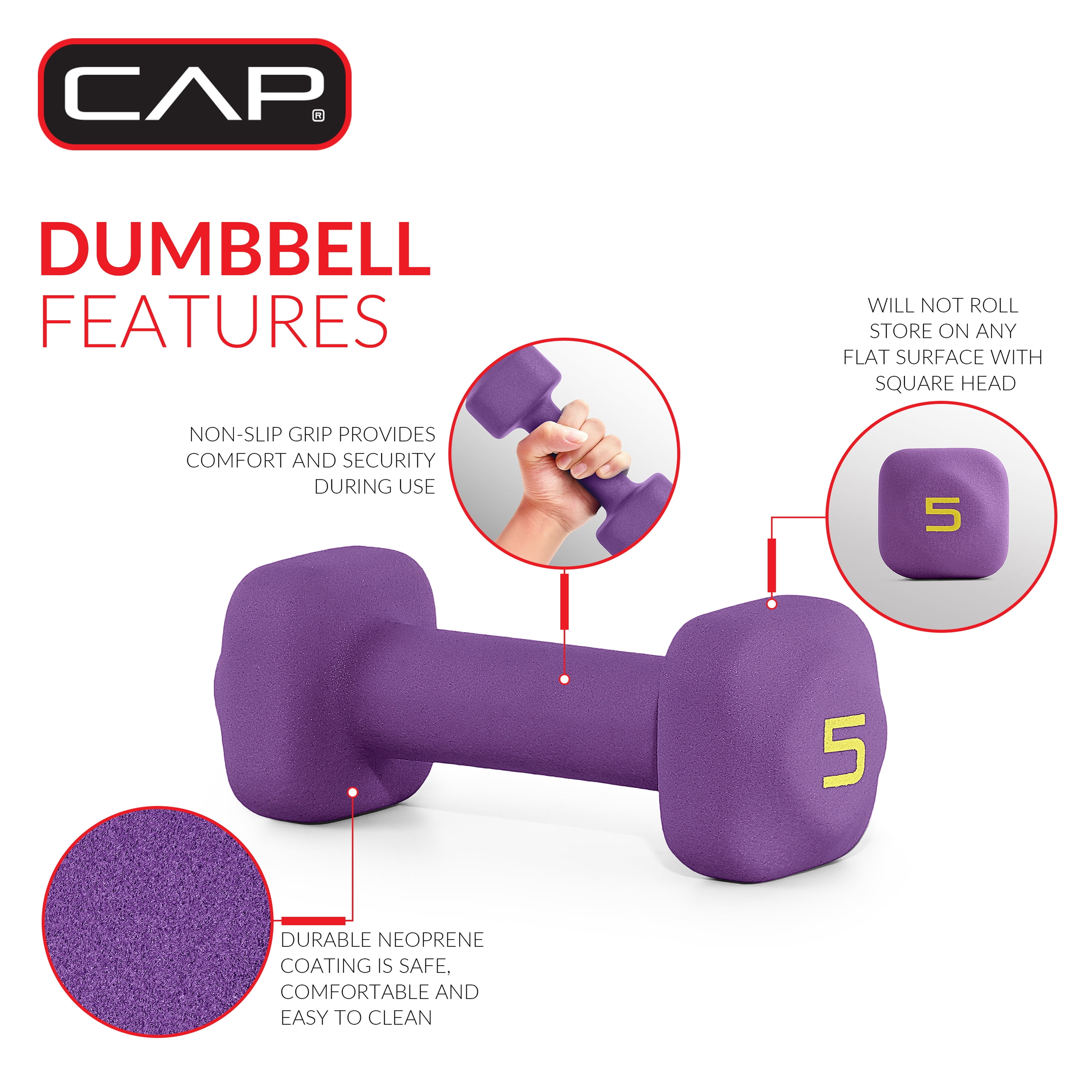 CAP 32 lb Neoprene Zen Dumbbell Set with Rack