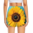 thumbnail image 2 of Lsque Golden Sunflower in Blue Printed Women's Running Shorts with Liner Pockets,Elastic Quick Dry Workout Athletic Gym Yoga Shorts,Womens High Waist Shorts-Large, 2 of 9