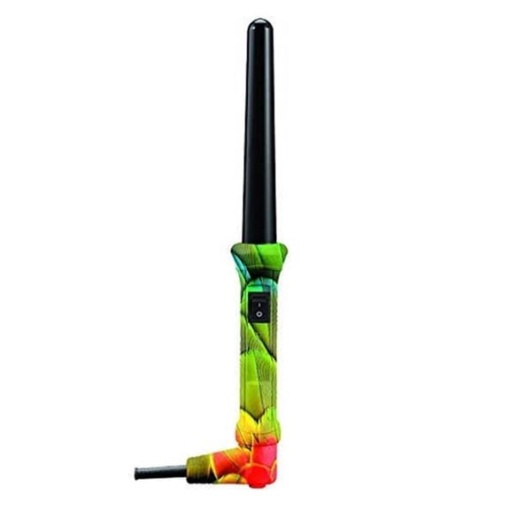 1 in. Animal Print Limited Safari Edition Graduated Clipless Curling Iron Cone Wand, Macaw