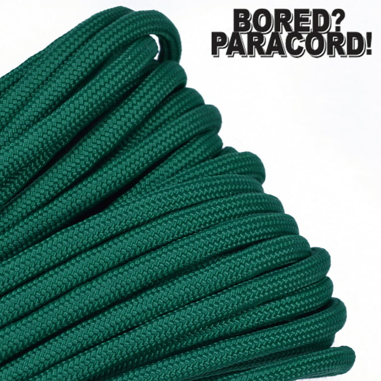 Bored Paracord Brand 550 lb Type III Paracord - Kelly Green 100 Feet 