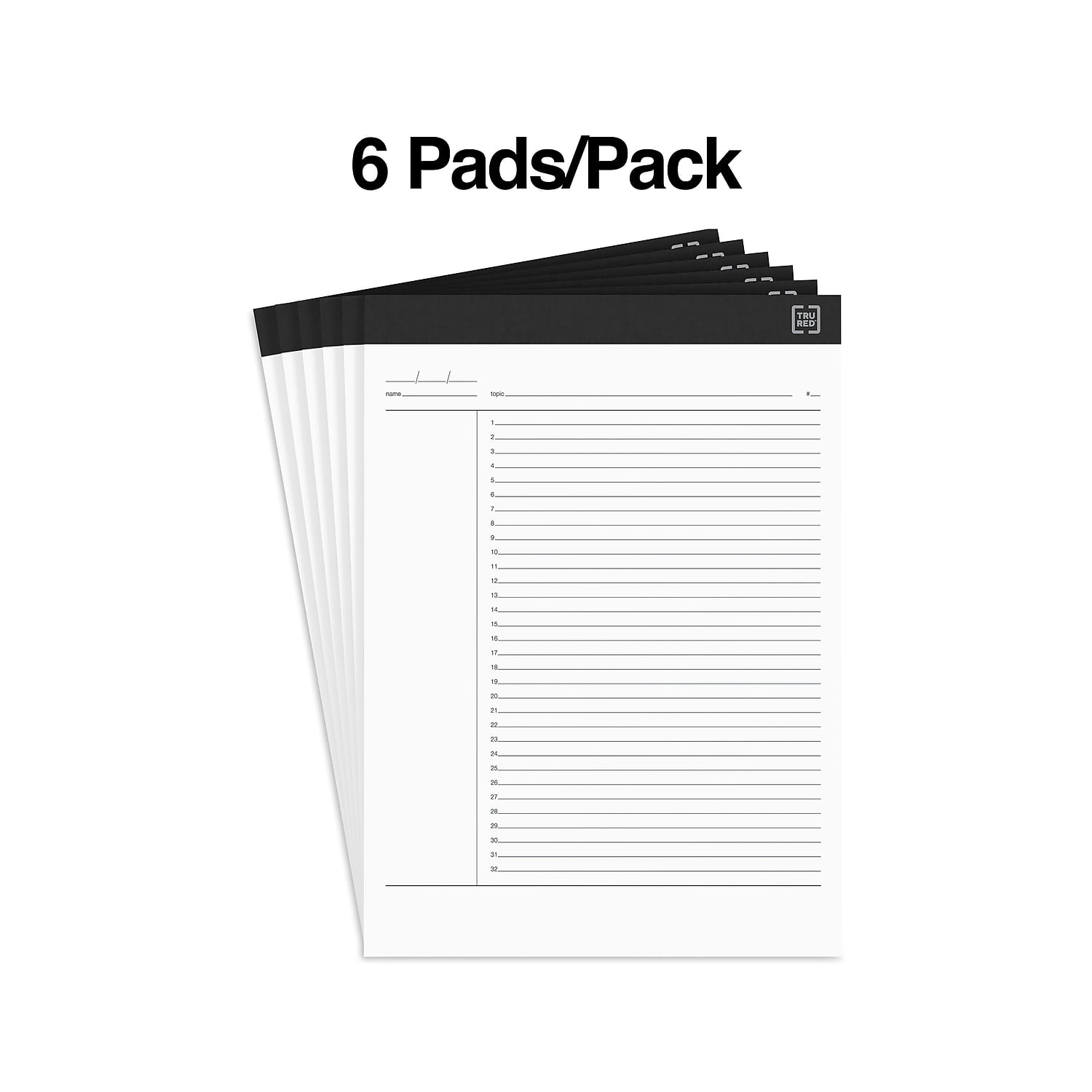 Staples TRU RED Notepads 8.5" x 11.75" Project Planner Format Ruled White TR57379