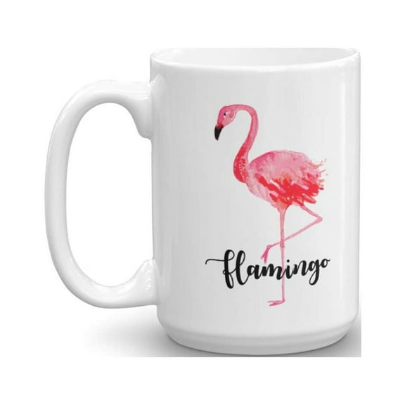 Cute Pink Flamingo Print Ceramic Coffee & Tea Gift Mug, Birthday Party Supplies, Favors, Accessories And Gifts For Men & Women Bird Lovers (15oz)