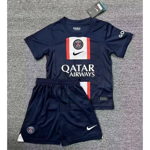 22/23 PSG Camiseta De Fútbol En Casa Kit Para Niños Messi Neymar JR Azulpangjing