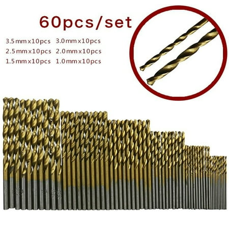 Titanium Screwdriver Bits - 60 Pcs Titanium Coated Hex Shank Screwdriver Twist Drill Bit