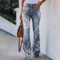 thumbnail image 2 of fvwitlyh Petite Jeans for Women Womens Straight Women's Long Multiple Choice Printed Casual Loose Pants Comfortable Micro Flared Pants Women Blue Wide-Leg Relaxed Fit Casual Jeans, 2 of 5